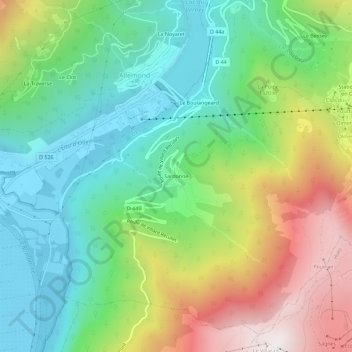 Mapa topográfico Sardonne, altitude, relevo