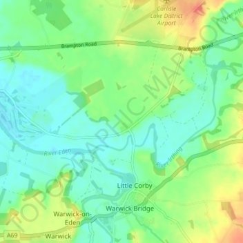 Mapa topográfico Newby East, altitude, relevo