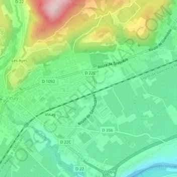 Mapa topográfico Les Levées, altitude, relevo