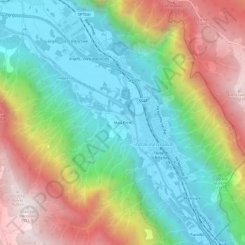Mapa topográfico Masi Orne, altitude, relevo