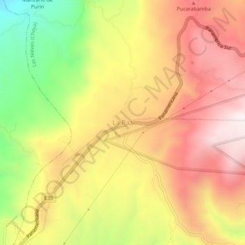 Mapa topográfico La Paz, altitude, relevo