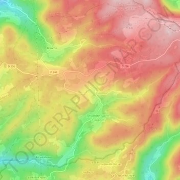 Mapa topográfico La Bachetey, altitude, relevo