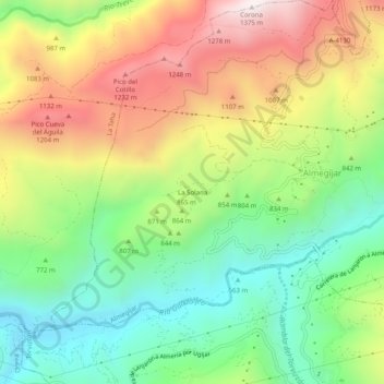 Mapa topográfico La Solana, altitude, relevo