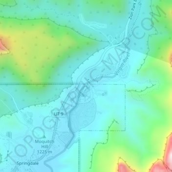 Mapa topográfico Watchman Trailhead, altitude, relevo