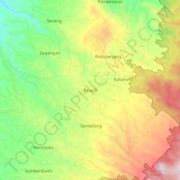 Mapa topográfico Krucil, altitude, relevo