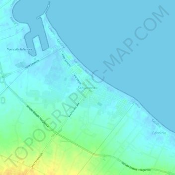 Mapa topográfico Schiavonea, altitude, relevo