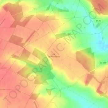 Mapa topográfico la Montoye, altitude, relevo