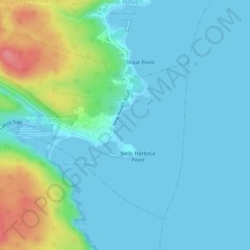 Mapa topográfico Back Cove, altitude, relevo