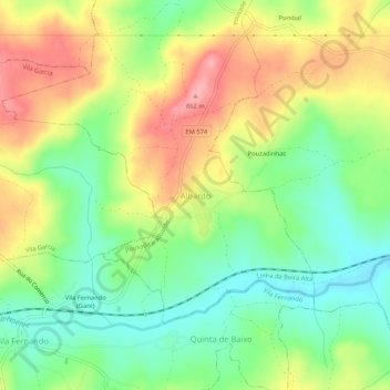 Mapa topográfico Albardo, altitude, relevo