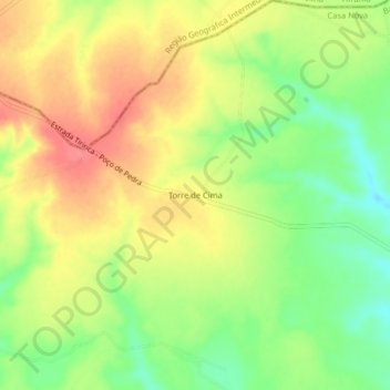 Mapa topográfico Torre de Cima, altitude, relevo