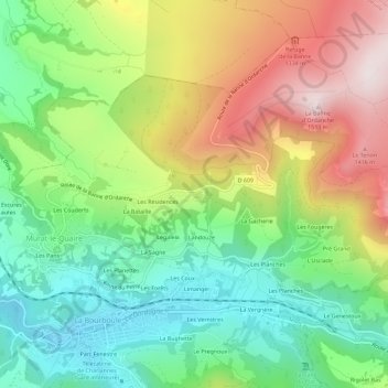 Mapa topográfico Le Village, altitude, relevo