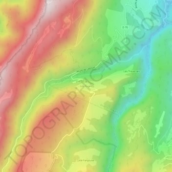 Mapa topográfico Les Fogès, altitude, relevo