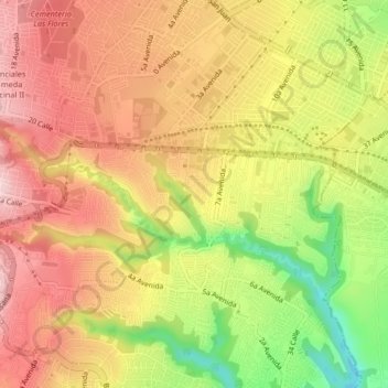 Mapa topográfico Zona 2, altitude, relevo