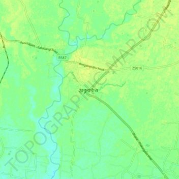 Mapa topográfico Thakurgaon, altitude, relevo