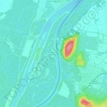Mapa topográfico Hameau du Rhin, altitude, relevo