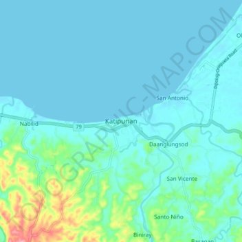 Mapa topográfico Katipunan, altitude, relevo