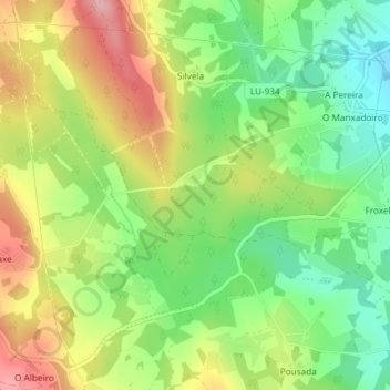 Mapa topográfico Devesos, altitude, relevo