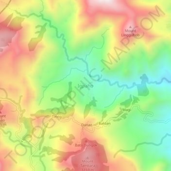 Mapa topográfico Igpaho, altitude, relevo