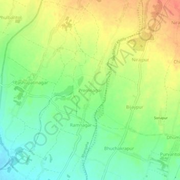 Mapa topográfico Premnagar, altitude, relevo
