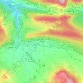 Mapa topográfico Campferrier, altitude, relevo