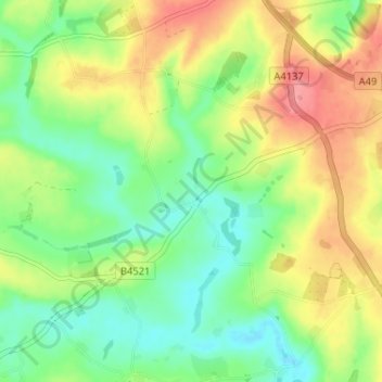 Mapa topográfico Tretire, altitude, relevo