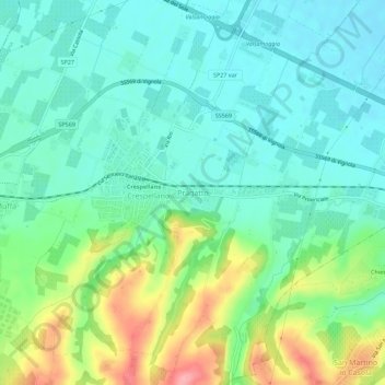 Mapa topográfico Pragatto, altitude, relevo