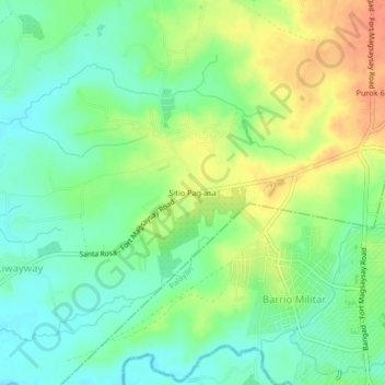 Mapa topográfico Sitio Pag-asa, altitude, relevo