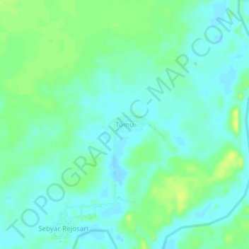 Mapa topográfico Tomu, altitude, relevo