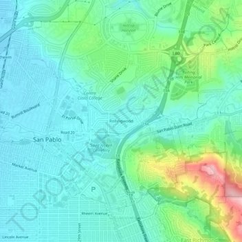 Mapa topográfico Rollingwood, altitude, relevo