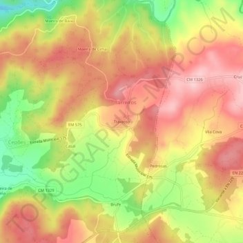 Mapa topográfico Travasso, altitude, relevo
