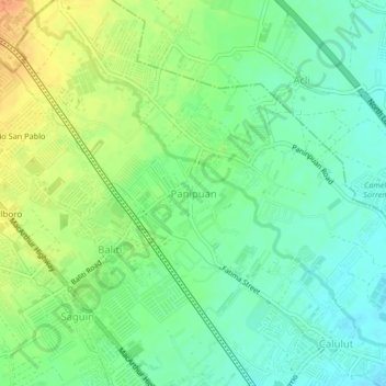 Mapa topográfico Panipuan, altitude, relevo