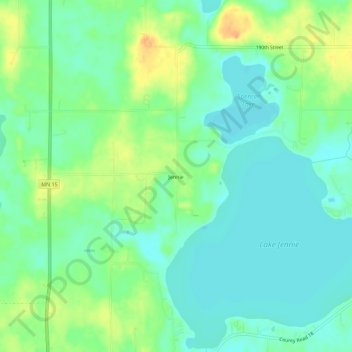 Mapa topográfico Jennie, altitude, relevo