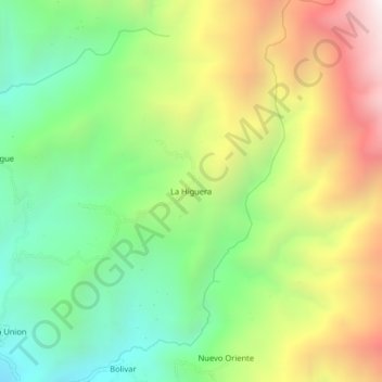 Mapa topográfico La Higuera, altitude, relevo