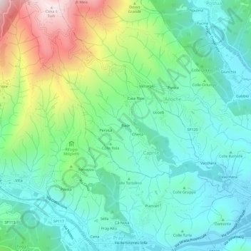 Mapa topográfico Riale, altitude, relevo