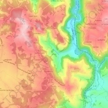 Mapa topográfico Le Lac, altitude, relevo