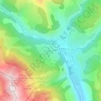 Mapa topográfico Le Seignus d'Allos, altitude, relevo