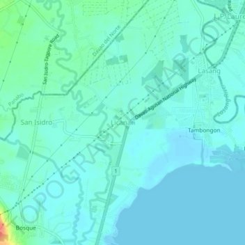 Mapa topográfico Licanan, altitude, relevo