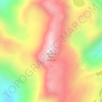 Mapa topográfico Cerro El Toro, altitude, relevo