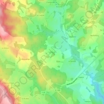 Mapa topográfico La Siauve, altitude, relevo
