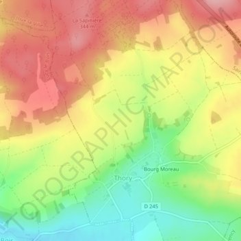 Mapa topográfico Chavin, altitude, relevo