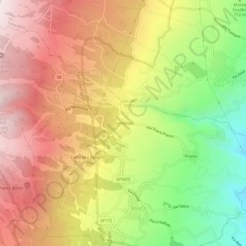 Mapa topográfico Fornazzo, altitude, relevo