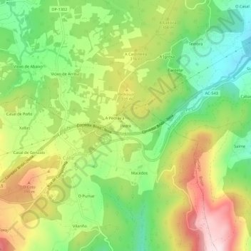 Mapa topográfico Pedre, altitude, relevo