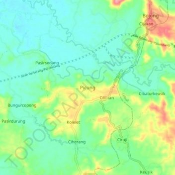 Mapa topográfico Picung, altitude, relevo