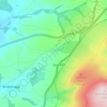 Mapa topográfico Forda, altitude, relevo