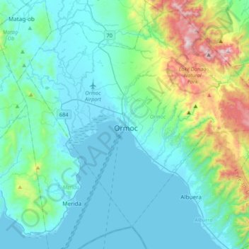 Mapa topográfico Ormoc, altitude, relevo