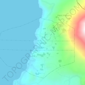 Mapa topográfico Ujung, altitude, relevo