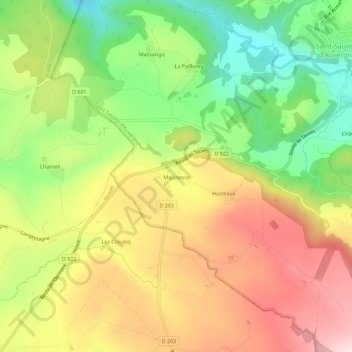 Mapa topográfico Mejanesse, altitude, relevo