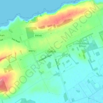 Mapa topográfico Duffus, altitude, relevo