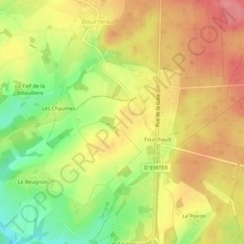 Mapa topográfico La Fromantine, altitude, relevo
