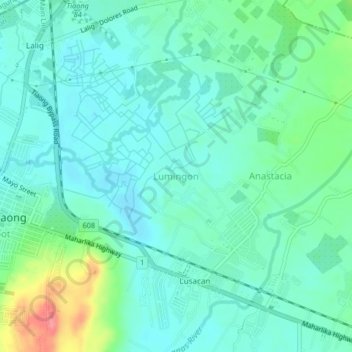 Mapa topográfico Lumingon, altitude, relevo